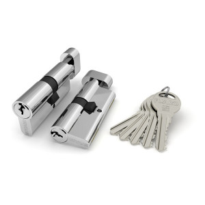 Цилиндровый механизм Fuaro (Фуаро) с вертушкой R302/60 mm-BL (25+10+25) CP хром 5 кл. БЛИСТЕР