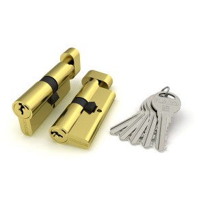 Цилиндровый механизм Fuaro (Фуаро) с вертушкой R302/70 mm-BL (30+10+30) PB латунь 5 кл. БЛИСТЕР