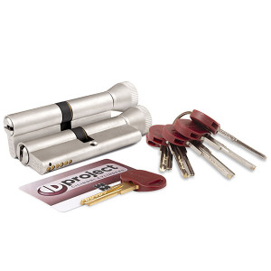 Цилиндровый механизм Mottura (Моттура) с вертушкой DPC1F4646 S3 (92 мм/41+10+41) САТИН.НИКЕЛЬ. 5+1 кл.