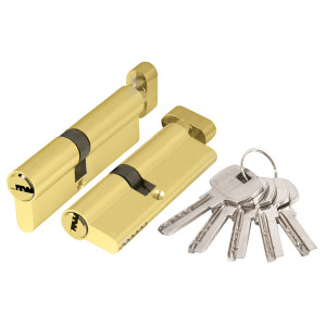 Цилиндровый механизм Ajax (Аякс) с вертушкой AX202/80 mm (35+10+35) PB латунь 5 кл.
